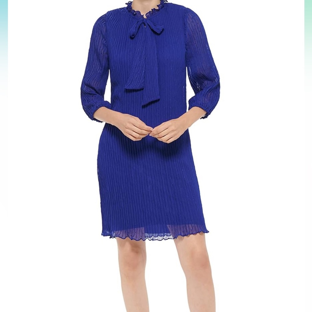 DKNY Blue Long Sleeve Tie Dress Size 6